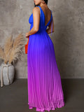 Plataz Belly Friendly Spaghetti Strap Pleated Gradient Color Babyshower Maternity Maxi Dress Maternity