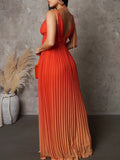 Plataz Belly Friendly Spaghetti Strap Pleated Gradient Color Babyshower Maternity Maxi Dress Maternity