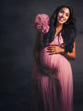 Plataz Tulle Ruffle V-neck Slit Plus Size Photoshoot Baby Shower Maternity Maxi Dress Maternity