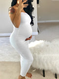 Plataz Bandeau Strapless Tube Party Dress Sleeveless Bodycon Babyshower Casual Maternity Maxi Dress Maternity