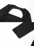Plataz Black Cut Out Mermaid Crop Long Sleeve Backless Bodycon Cocktail Club Party Photoshoot Maternity Maxi Dress Maternity