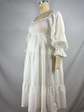 Plataz White Off Shoulder Ruffle Shirred Boat Neck Puff Sleeve Bow Bohemian Ivory Maternity Photoshoot Dress Maternity
