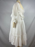 Plataz White Off Shoulder Ruffle Shirred Boat Neck Puff Sleeve Bow Bohemian Ivory Maternity Photoshoot Dress Maternity