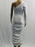 Plataz White Off Shoulder Ruffle Sashes Bodycon Cute Baby Shower Long Sleeve Maternity Midi Dress Maternity