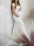 Plataz Floral Lace Off Shoulder Mermaid PhotoShoot Baby Shower Pregnant Maternity Maxi Dress Maternity
