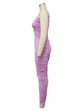 Plataz Lavender One Shoulder Ruched Shirred Bodycon Baby Shower Maternity Midi Dress Maternity