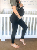 Plataz Black Pockets High Rise Stretch Pregnant Legging Sports Maternity Long Leggings Maternity