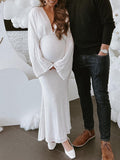 Plataz Belly Friendly Sequin Mermaid V-neck Dolman Sleeve Babyshower Maternity Maxi Dress Maternity