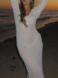 Plataz White Cut Out Backless Flare Sleeve Beach Cover Up Baby Shower Photoshoot Maternity Maxi Dress Maternity