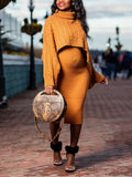 Plataz Solid Color Knitting 2-in-1 Bodycon Baby Shower Maternity Sweater Midi Dress Maternity