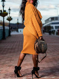 Plataz Solid Color Knitting 2-in-1 Bodycon Baby Shower Maternity Sweater Midi Dress Maternity