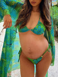 Plataz Spaghetti Straps Lace Up Backless Fashion Beach Cover-Up Bikini Maternity Swimwear Maternity