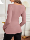 Plataz Solid Color Chest Cross V-Neck Long Sleeve Nursing Top Maternity Top Maternity