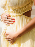 Plataz Solid Color Ruffle Backless Spaghetti Strap Cut Out Tassel Drawstring Babyshower Maternity Maxi Dress Maternity