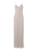 Plataz Ivory Lace Two Piece Set Side Slit V-neck Cami Maxi Dress And Crop Cardigan Elegant Going Out Maternity Photoshoot Baby Shower Maxi Dress Maternity
