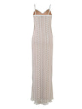 Plataz Ivory Lace Two Piece Set Side Slit V-neck Cami Maxi Dress And Crop Cardigan Elegant Going Out Maternity Photoshoot Baby Shower Maxi Dress Maternity