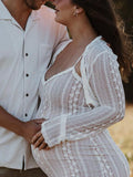 Plataz Ivory Lace Two Piece Set Side Slit V-neck Cami Maxi Dress And Crop Cardigan Elegant Going Out Maternity Photoshoot Baby Shower Maxi Dress Maternity
