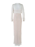 Plataz Ivory Lace Two Piece Set Side Slit V-neck Cami Maxi Dress And Crop Cardigan Elegant Going Out Maternity Photoshoot Baby Shower Maxi Dress Maternity