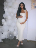 Plataz Strap Bodycon Mermaid Babyshower Maternity Maxi Dress Maternity