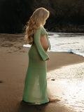 Plataz 2-in-1 Cut Out Side Slit Fashion Vacation Cover Up Beach Photoshoot Maternity Maxi Dress Maternity