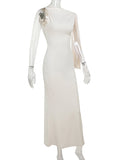 Plataz Strap Ties One Shoulder Mermaid Bodycon Elegant Photoshoot Baby Shower Maternity Maxi Dress Maternity