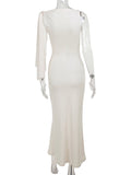 Plataz Strap Ties One Shoulder Mermaid Bodycon Elegant Photoshoot Baby Shower Maternity Maxi Dress Maternity