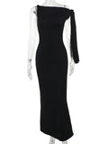 Plataz Strap Ties One Shoulder Mermaid Bodycon Elegant Photoshoot Baby Shower Maternity Maxi Dress Maternity