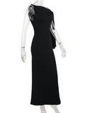 Plataz Strap Ties One Shoulder Mermaid Bodycon Elegant Photoshoot Baby Shower Maternity Maxi Dress Maternity