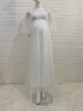 Plataz Off Shoulder Tulle Polka Dot Elegant Photoshoot Baby Shower Maternity Maxi Dress Maternity