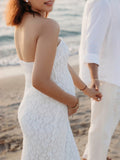 Plataz White Lace Bow Mermaid Bodycon Elegant Photoshoot Baby Shower Maternity Maxi Dress Maternity