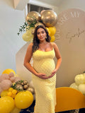 Plataz Yellow Lace Floral Mesh Cami Bodycon Elegant Cocktail Party Going Out Daily Maternity Photoshoot Baby Shower Maxi Dress Maternity