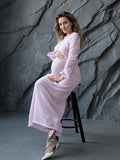 Plataz Two Piece Light Knit Tissue Bodycon Elegant Baby Moon Cover Up Maternity Photoshoot Maxi Dress Maternity