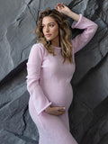 Plataz Two Piece Light Knit Tissue Bodycon Elegant Baby Moon Cover Up Maternity Photoshoot Maxi Dress Maternity