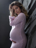 Plataz Two Piece Light Knit Tissue Bodycon Elegant Baby Moon Cover Up Maternity Photoshoot Maxi Dress Maternity