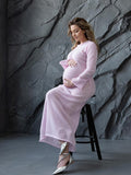 Plataz Two Piece Light Knit Tissue Bodycon Elegant Baby Moon Cover Up Maternity Photoshoot Maxi Dress Maternity