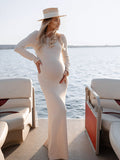Plataz Two Piece Light Knit Tissue Bodycon Elegant Baby Moon Cover Up Maternity Photoshoot Maxi Dress Maternity