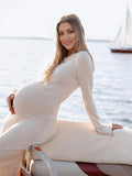 Plataz Two Piece Light Knit Tissue Bodycon Elegant Baby Moon Cover Up Maternity Photoshoot Maxi Dress Maternity