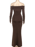 Plataz Off Shoulder Ruched Flare Sleeve Mermaid Bodycon Fashion Photoshoot Baby Shower Maternity Maxi Dress Maternity