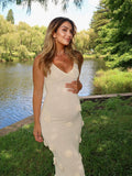 Plataz Spaghetti Strap Backless 3D Flowers Maternity Maxi Dress Maternity