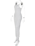 Plataz 3D Line Backless Back Slit Bodycon Elegant Baby Shower Maternity Maxi Dress Maternity