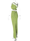 Plataz One Shoulder Cut Out Side Slit Draped Ruched Bodycon Fashion Vacation Photoshoot Maternity Maxi Dress Maternity