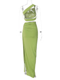 Plataz One Shoulder Cut Out Side Slit Draped Ruched Bodycon Fashion Vacation Photoshoot Maternity Maxi Dress Maternity