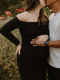 Plataz Off Shoulder Knit Bodycon Mermaid Going Out Baby Shower Maternity Sweater Maxi Dress Maternity
