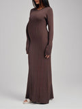 Plataz Knit Solid Color Elegant Photoshoot Baby Shower Maternity Maxi Sweater Dress Maternity