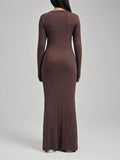 Plataz Knit Solid Color Elegant Photoshoot Baby Shower Maternity Maxi Sweater Dress Maternity