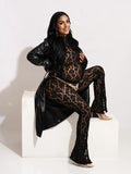 Plataz Black Lace Sheer 2-in-1 Long Sleeve Bodysuit Bodycon Photoshoot Maternity Jumpsuits Maternity