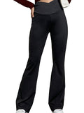 Plataz Black Over The Belly Flare Bell Bottom High Waisted Work Cozy Pants Casual Maternity Trousers Maternity