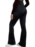 Plataz Black Over The Belly Flare Bell Bottom High Waisted Work Cozy Pants Casual Maternity Trousers Maternity