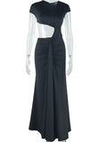 Plataz White Irregular Ruched Ruffle Falbala Draped Bodycon Elegant Maternity Baby Shower Maxi Dress Maternity