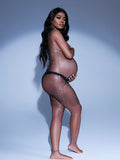 Plataz Off Shoulder Fishnet Rhinestone Clubwear Beach Cover Up Photoshoot Maternity Mini Dress Maternity